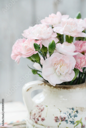 Cute bouquet of pink carnations.