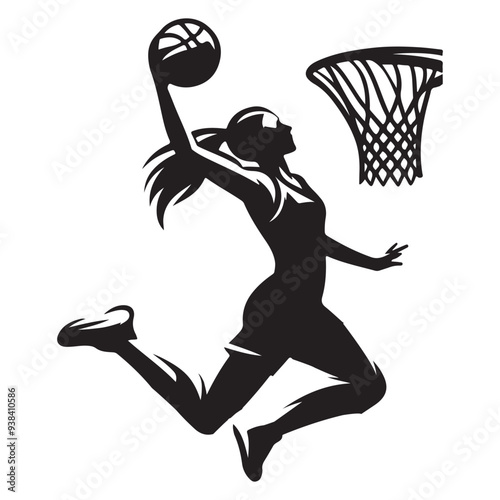 silhouette illustration of a basketball player performing a slam dunk