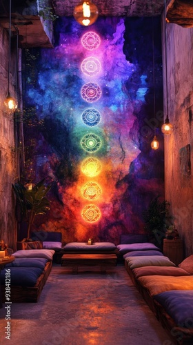 Ananda Chakras Meditation Room Hinduism Religion Spiritual Symbol