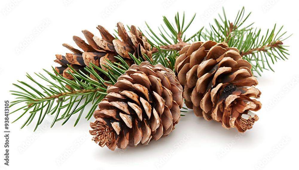 Fototapeta premium Fir cones isolated on white background closeup