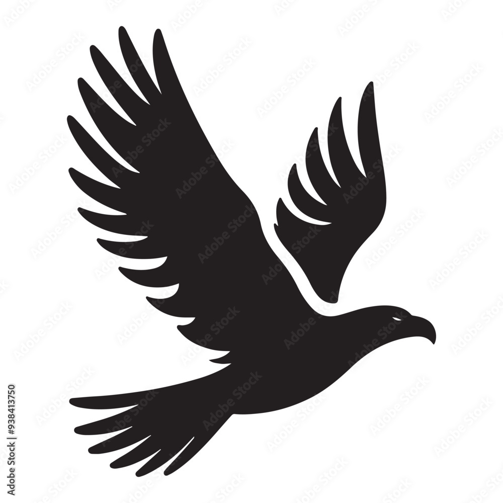 Fototapeta premium Flying Eagle Silhouette Illustration, Bird logo vector silhouette