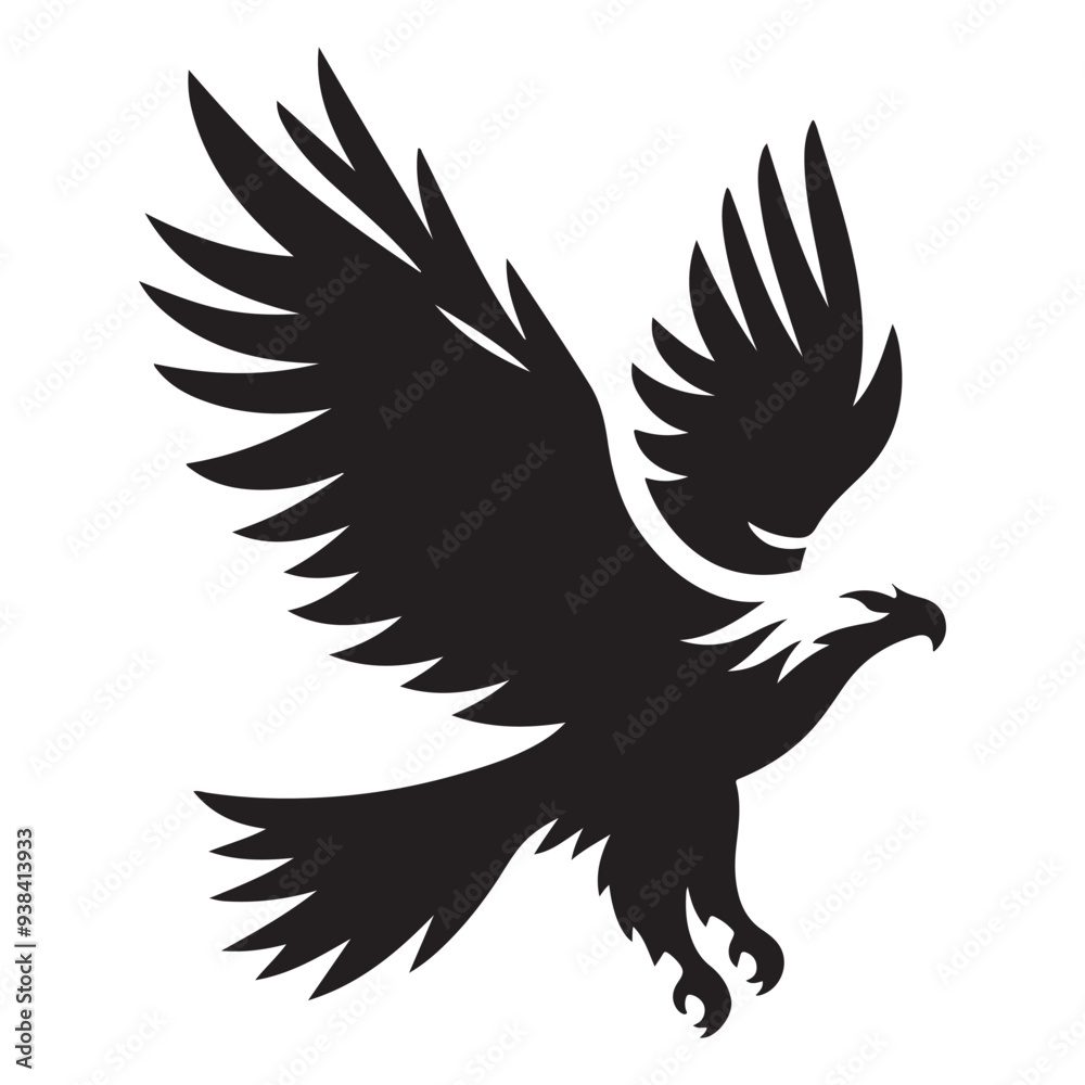 Fototapeta premium Flying Eagle Silhouette Illustration, Bird logo vector silhouette