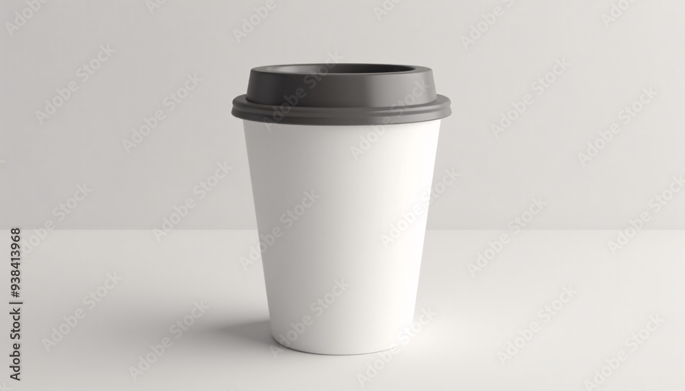 Mock up blank coffee cup with a metallic lid Mock up blank coffee cup with a metallic lid