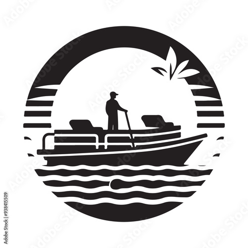 Pontoon Boat Silhouette Vectors: High-Quality Illustrations for Graphic Design