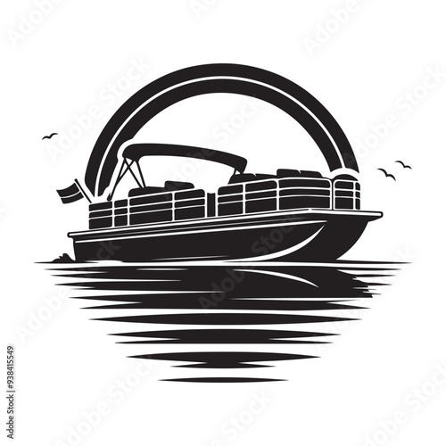 Pontoon Boat Silhouette Vectors: High-Quality Illustrations for Graphic Design