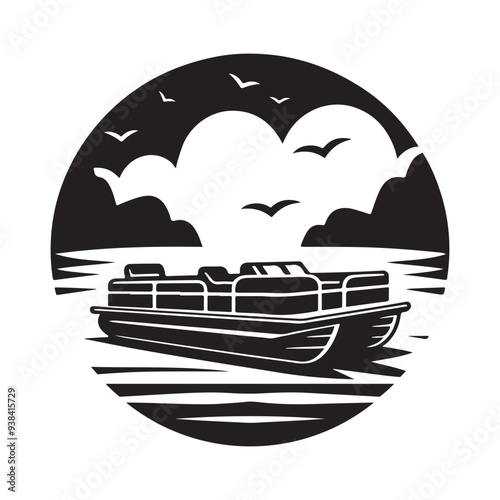 Pontoon Boat Silhouette Vectors: High-Quality Illustrations for Graphic Design