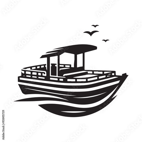 Pontoon Boat Silhouette Vectors: High-Quality Illustrations for Graphic Design