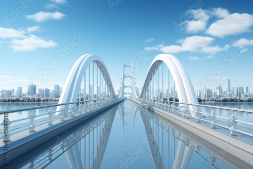 Fototapeta Naklejka Na Ścianę i Meble -  A bridge connecting two different worlds. Concept of unity and connection. Generative Ai.