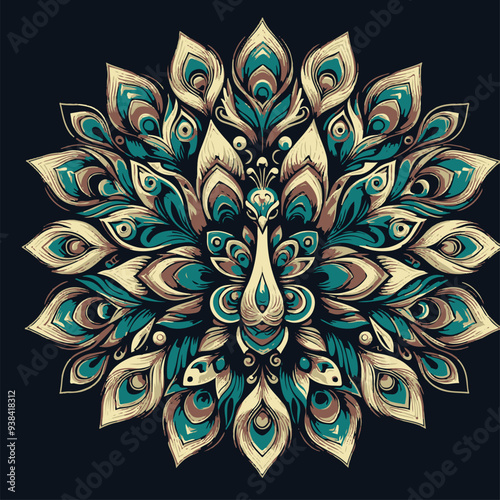 premium peacock art vector