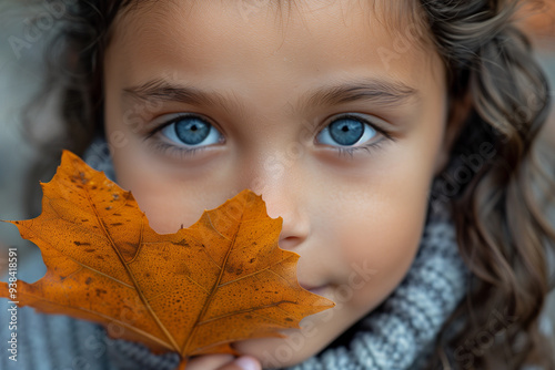 Captivating Autumn Portraits of Children with Fall leaves. 