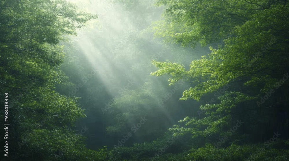 Soft murmurs of nature's song in a tranquil woodland, fostering a sense of calm and reflection.