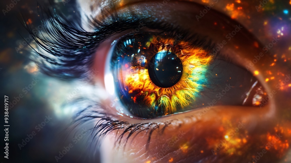 Cosmic Eye: A Close-Up of an Eye with a Blazing Galaxy Cosmic Eye: A Close-Up of an Eye with a Blazing Galaxy