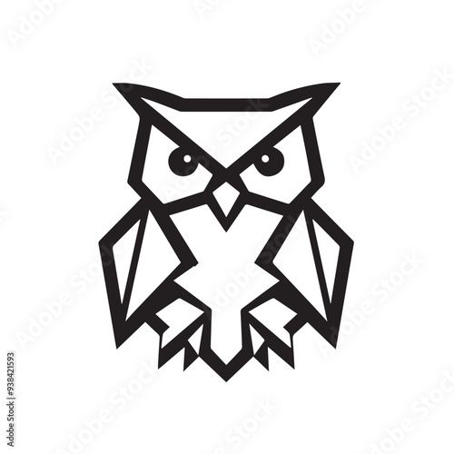 Origami Owl - Paper-folded, simple design vector illustration or silhouette 