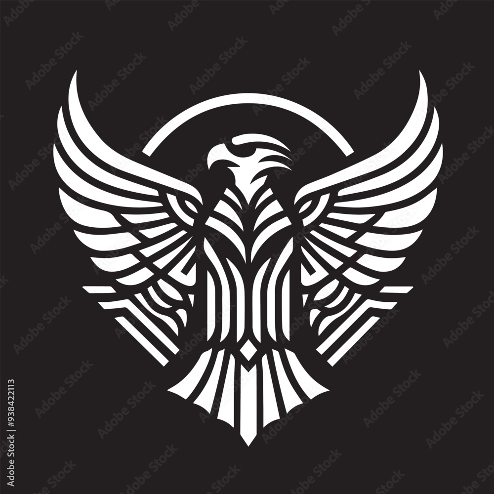 Obraz premium Art Deco Falcon - Symmetrical, stylized wings vector