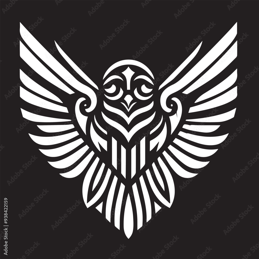 Obraz premium Art Deco Falcon - Symmetrical, stylized wings vector