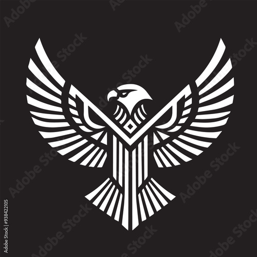 Art Deco Falcon - Symmetrical, stylized wings vector