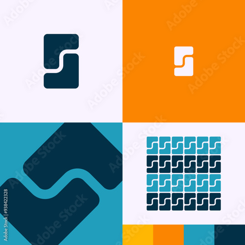 Logo Abstract Modern S Letter Square Block