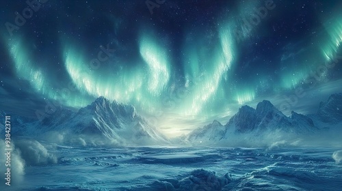 Wallpaper Mural Majestic aurora borealis dancing over a snow-covered landscape perfect for celestial-themed wallpapers Torontodigital.ca