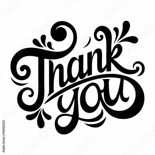 Thank You typography Lettering black silhouette