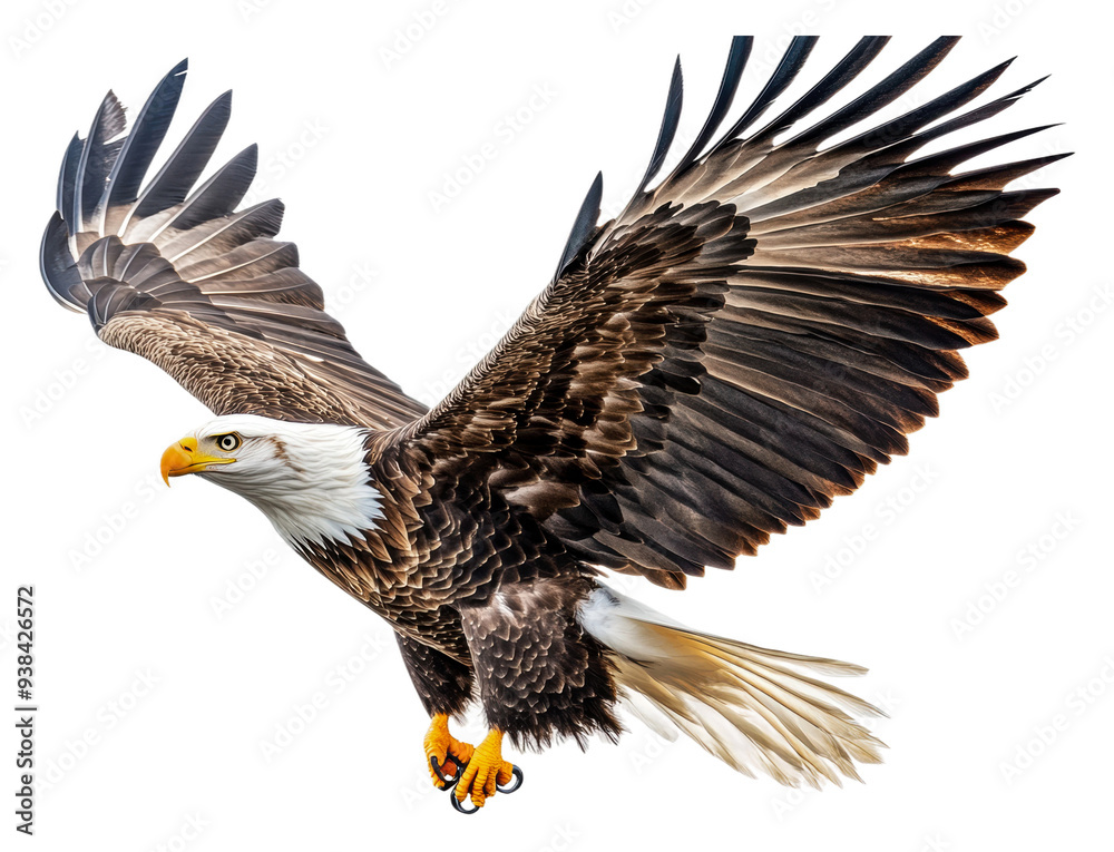 PNG Majestic bald eagle soaring against a clear sky PNG Majestic bald eagle soaring against a clear sky