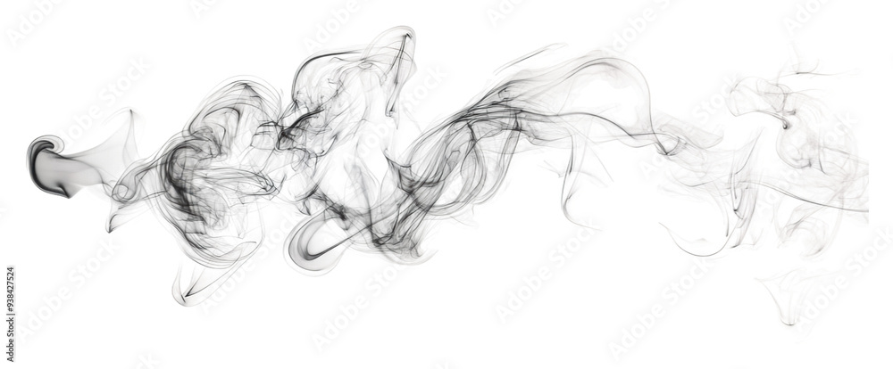 Fototapeta premium PNG Graceful smoke swirls on white background