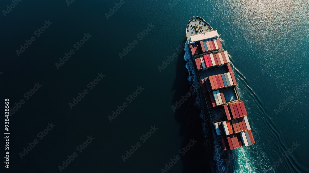 Fototapeta premium Cargo Ship Sailing Through the Ocean