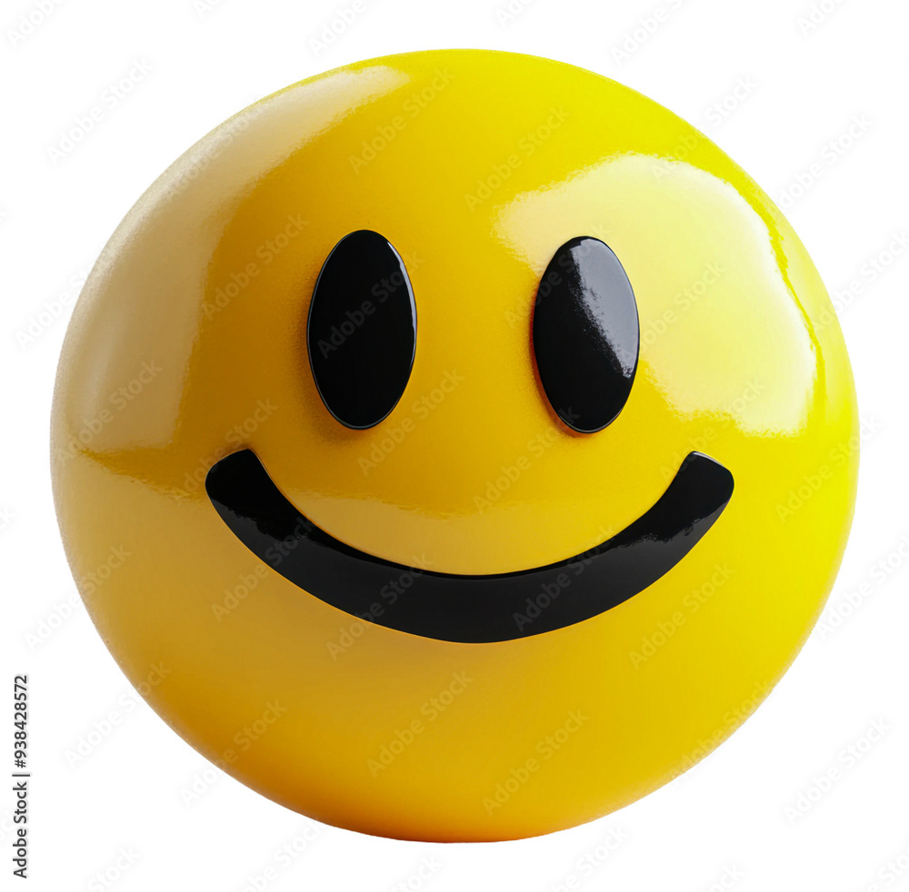Fototapeta premium PNG Bright yellow smiling emoji on a white surface