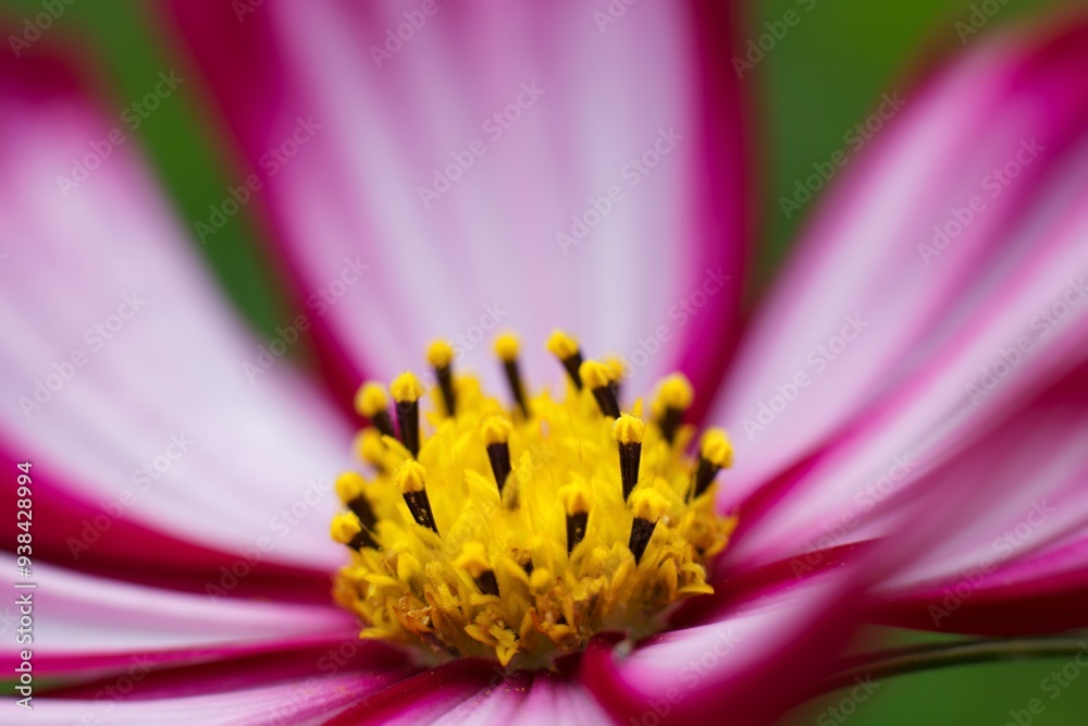 open bud of a white purple flower with a yellow core. Beautiful juicy color macro photo blurred background. High quality photo open bud of a white purple flower with a yellow core. Beautiful juicy color macro photo blurred background. High quality photo
