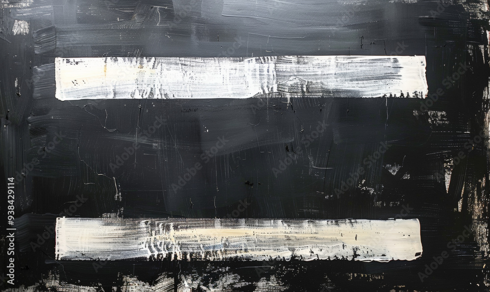 Fototapeta premium A minimalist oil painting with hard brushstrokes of pure black with three white stripes