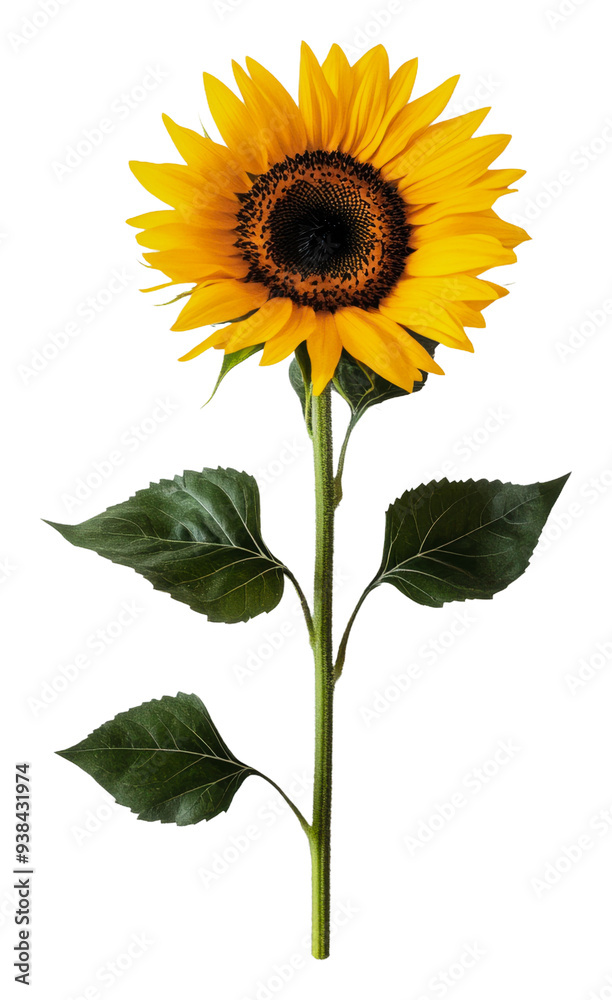 Fototapeta premium PNG Tall sunflower on a white background