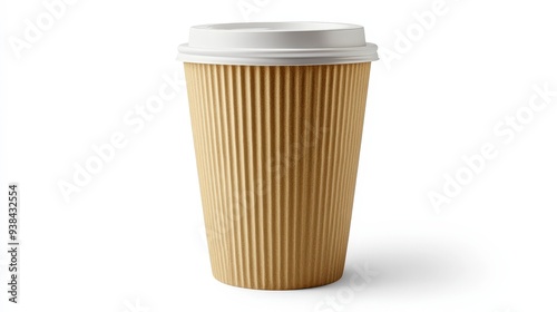 Wallpaper Mural A single brown paper cup with a white lid sits on a white background. Torontodigital.ca
