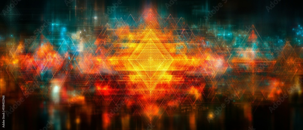 Naklejka premium Sri Yantra Sacred Geometry Hinduism Religion Spiritual Symbol