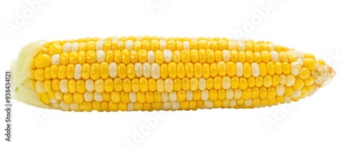 Single Ear of Yellow Corn with White Kernels photo