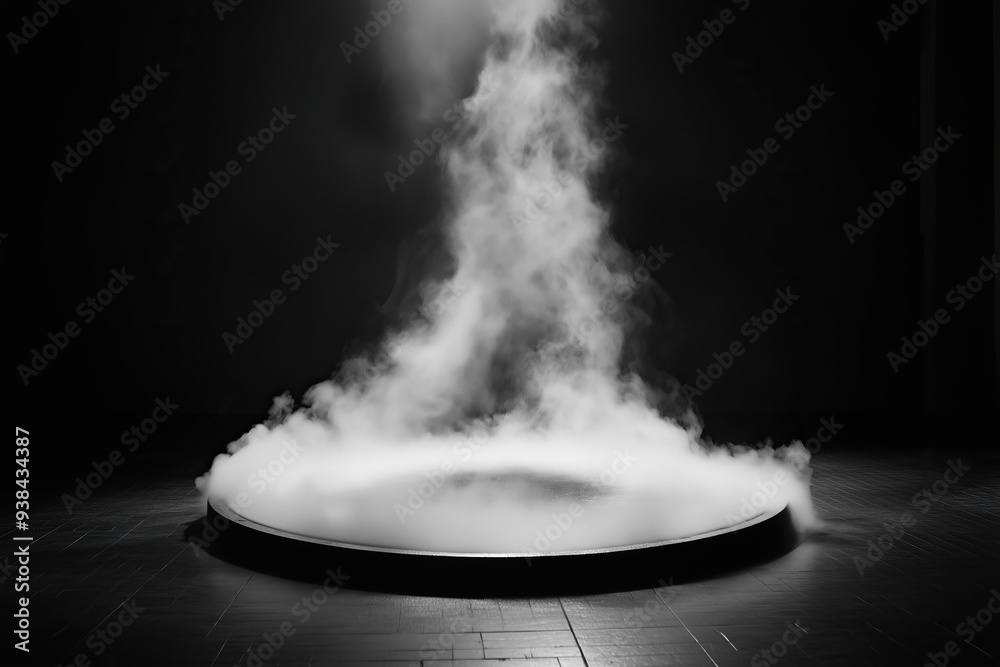 platform with smoke, mockup platform with smoke, mockup