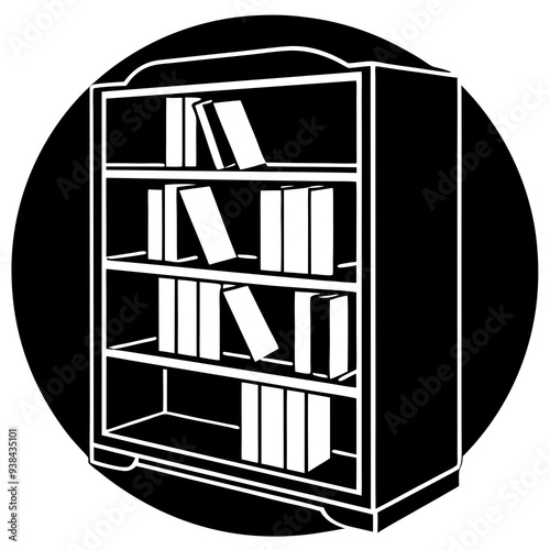 bookcase Silhouette vector art illustration