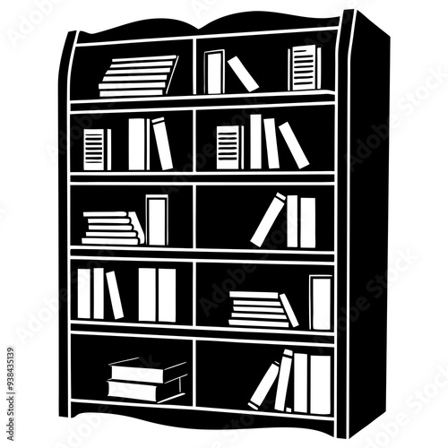 bookcase Silhouette vector art illustration