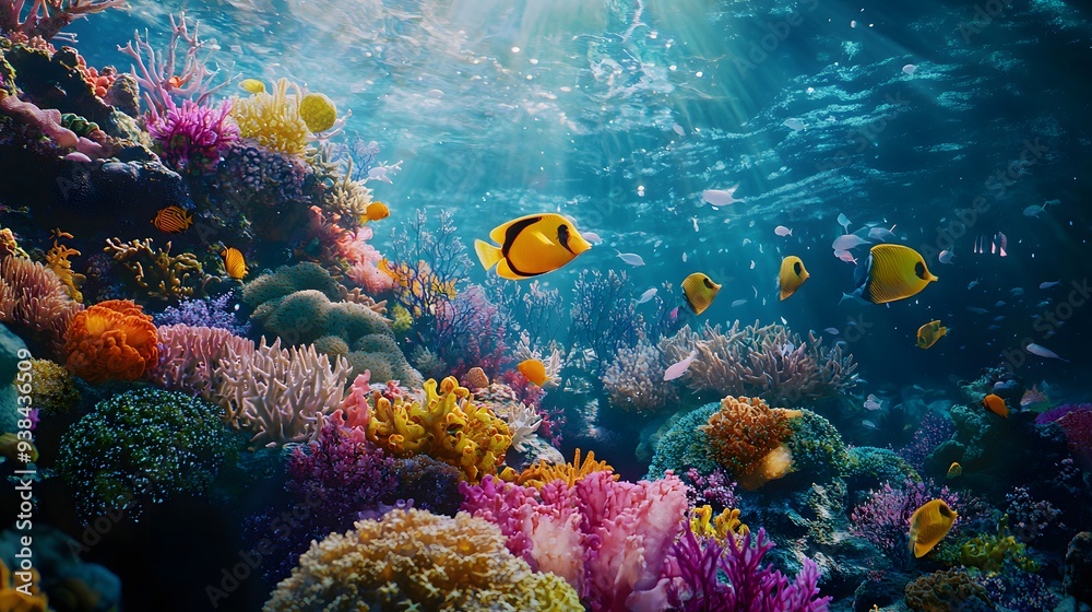 Naklejka premium Colorful Tropical Reef with Fish.