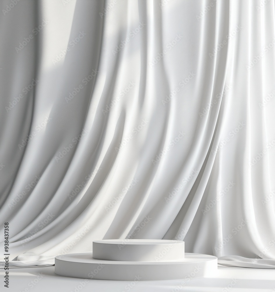 Empty white podium set against a clean, abstract white background, ideal for showcasing products or minimalist design concepts. Empty white podium set against a clean, abstract white background, ideal for showcasing products or minimalist design concepts.