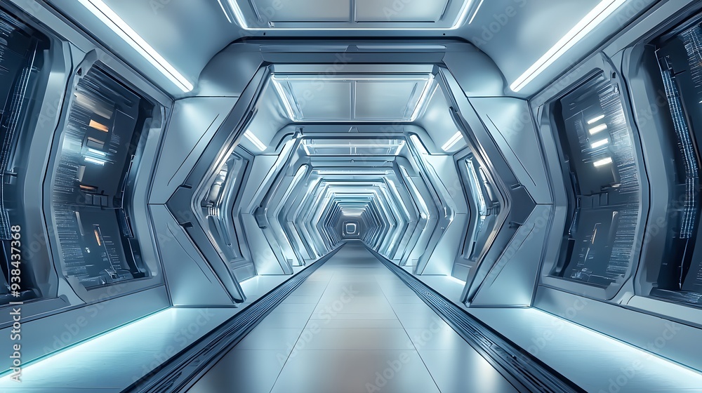 Futuristic Corridor Interior Design. Futuristic Corridor Interior Design.