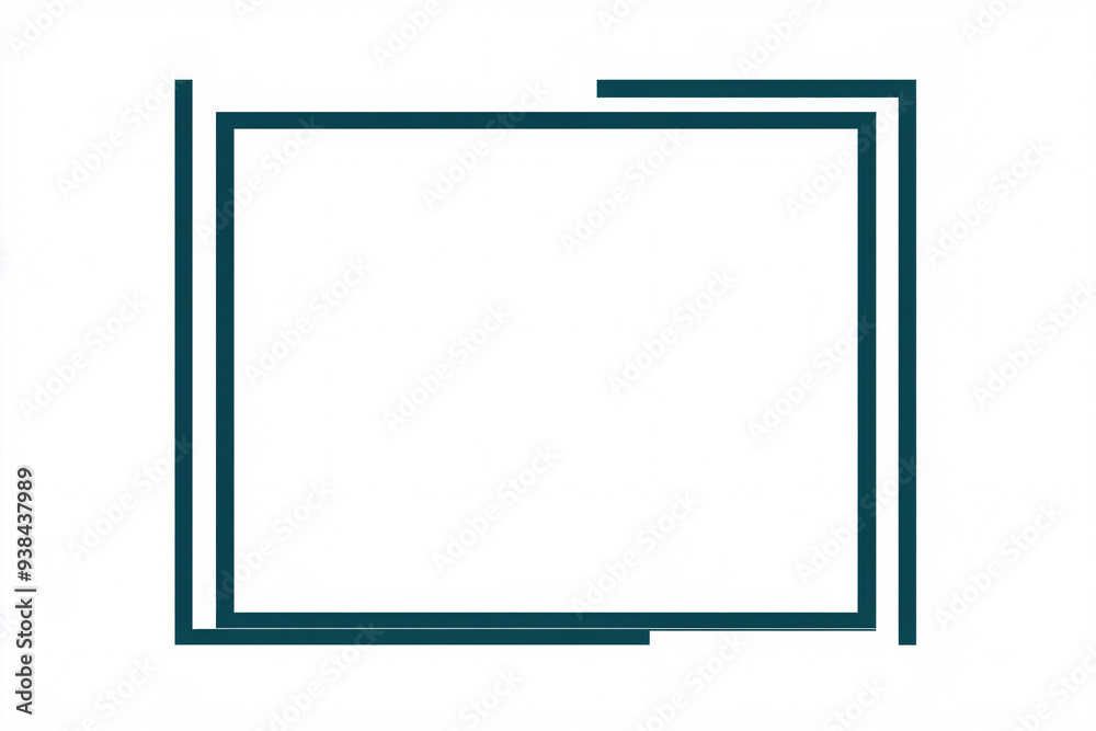 simple dark teal rectangular frame on a white background forming a minimal and clean geometric design element simple dark teal rectangular frame on a white background forming a minimal and clean geometric design element