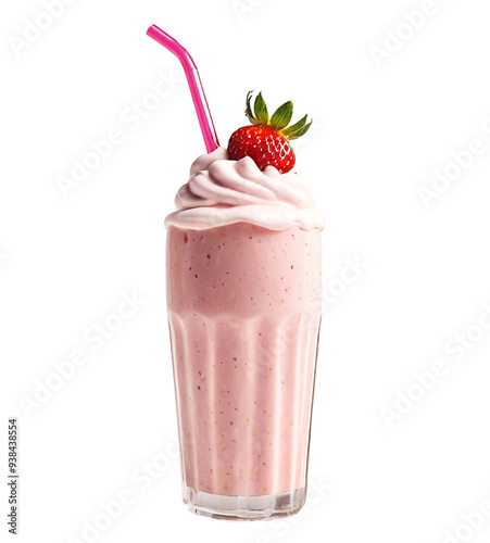 strawberry milkshake isolated on  transparent background, smoothie strawberry