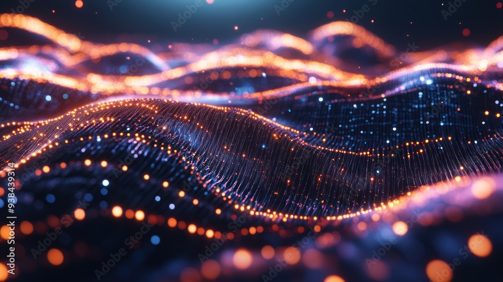 Fototapeta premium A computer generated image of a wave with orange and blue colors