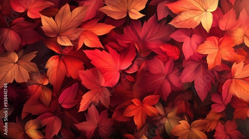 A close up of many red leaves on a black background