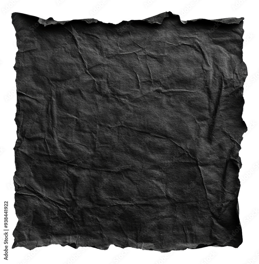 Obraz premium PNG Textured black paper with creases and torn edges