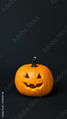 A glowing jack-o'-lantern placed on a black background for Halloween