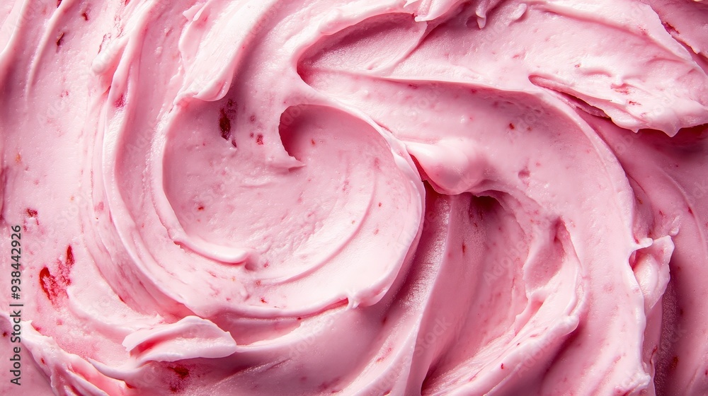 Close up of pink creamy ice cream swirl, a delicious treat. Close up of pink creamy ice cream swirl, a delicious treat.