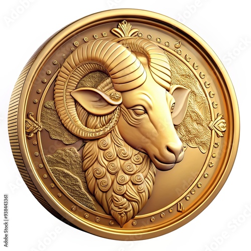 Golden Ram Zodiac Coin