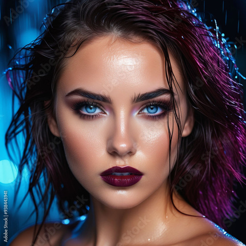 portrait of a woman with plum lips