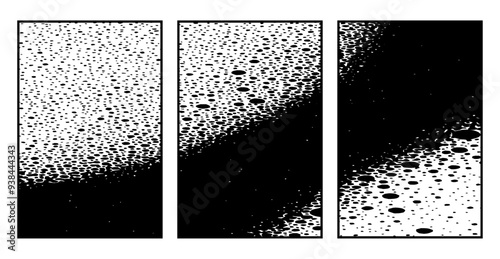 Set of 3 Abstract black and white pattern. For use in graphics. Minimalist illustration for printing on wall decorations
