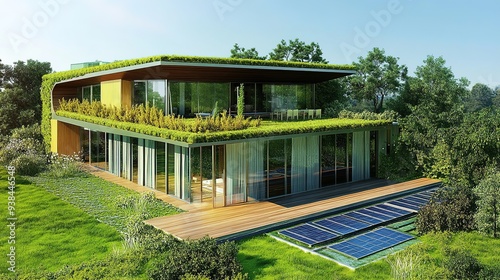 Eco-friendly home design featuring solar panels